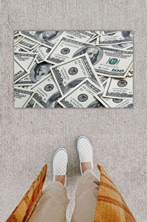 Dijital Baskı Dekoratif Dolar Renkli Kapı Önü Paspası