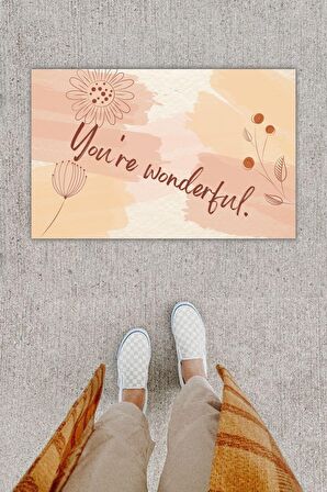 Dijital Baskı Dekoratif Çiçek Pudra Kapı Önü Paspası