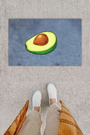 Dijital Baskı Dekoratif Avakado Antrasit Kapı Önü Paspası