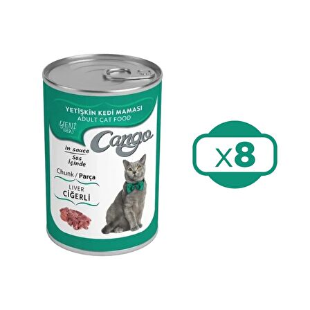 Cango Yetişkin Konserve Kedi Maması Ciğerli 415 Gr X 8 Adet