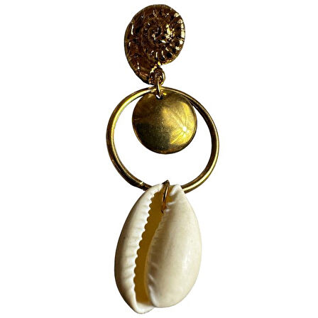 Uretti - İREM 3914 1874 Geometrik Deniz Kabuğu Tasarımlı Uzun Küpe