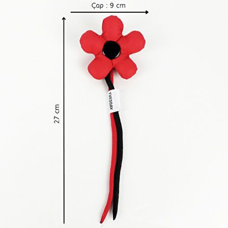 Woodycord El Yapımı Kırmızı Siyah Pofuduk Çiçek Toka 