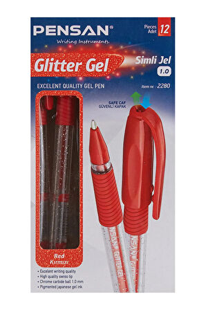 Glitter Gel Simli Jel Kalem 1.0mm 12'li (1 paket)