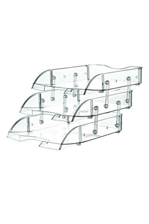 3'lü Plastik Hareketli Evrak Rafı