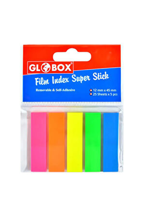 Film Index Super Stick 5 Renk Yapışkanlı Not kağıdı 30'lu (1 kutu)