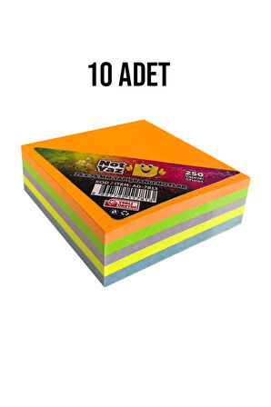 NotYaz 75x75 250 Yaprak 5 Renk Yapışkanlı Not Kağıdı 10 Paket