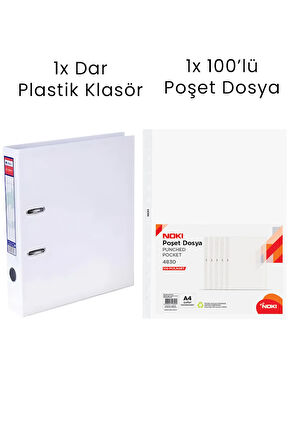 1 Adet Tigra Dar Klasör 1 Adet Noki 100'lü Poşet Dosya Ofis Seti