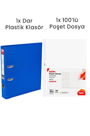 1 Adet Tigra Dar Klasör 1 Adet Noki 100'lü Poşet Dosya Ofis Seti