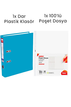 1 Adet Tigra Dar Klasör 1 Adet Noki 100'lü Poşet Dosya Ofis Seti