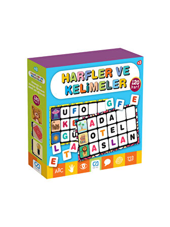 Harfler ve Kelimeler 120 Harf ve 10 Kelime Zemini Eğitici Oyunlar Serisi