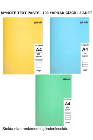 TEXT PASTEL DEFTER A4 100 Yaprak ÇİZGİLİ 3 Adet