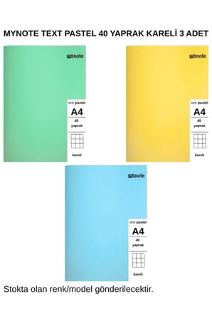 TEXT Pastel Defter A4 40 Yaprak Kareli 3 Adet