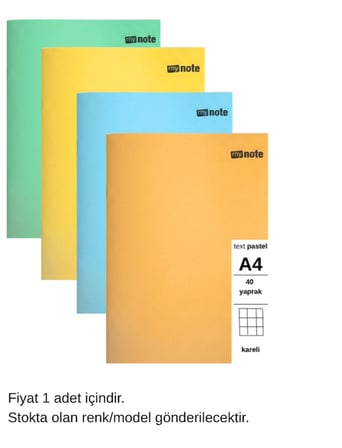 TEXT Pastel Defter A4 40 Yaprak Kareli 5 Adet