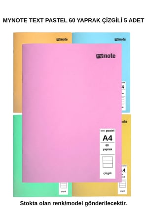 TEXT PASTEL DEFTER A4 60 YAPRAK ÇİZGİLİ 5 ADET