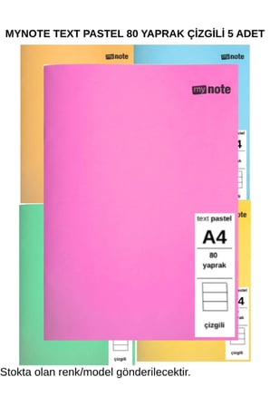 TEXT PASTEL DEFTER A4 80 YAPRAK ÇİZGİLİ 5 ADET