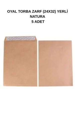 Torba Zarf 24x32 Yerli Natura 5 Adet – Doğal ve Dayanıklı Evrak Zarfı
