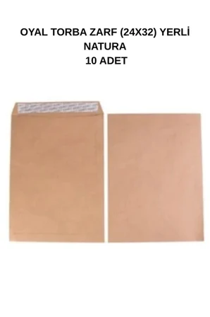 Torba Zarf 24x32 Yerli Natura 10 Adet – Doğal ve Dayanıklı Evrak Zarfı