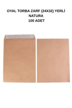 Torba Zarf 24x32 Yerli Natura 100 Adet – Doğal ve Dayanıklı Evrak Zarfı