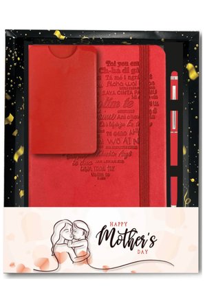 Anneler Günü Hediyesi 3 Parça Set Büyük Defter Kalem Parfüm