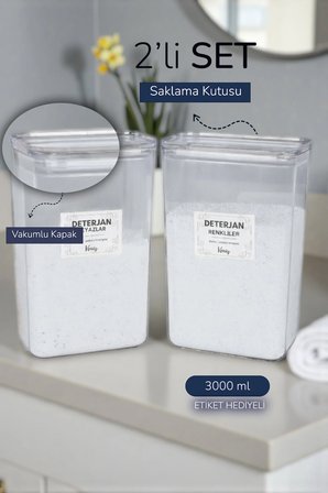 2'li Ölçek Hediyeli Etiketli Deterjan Renkliler Beyazlar Kavanozu / Kutusu Seti X 2 Ad