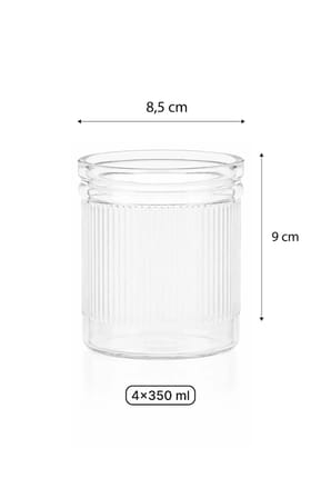 4'lü Cam Tatlı ve Sunum Kasesi Seti – 350 ml Çizgili Cam Magnolia - Tiramisu ve Tatlı Kasesi