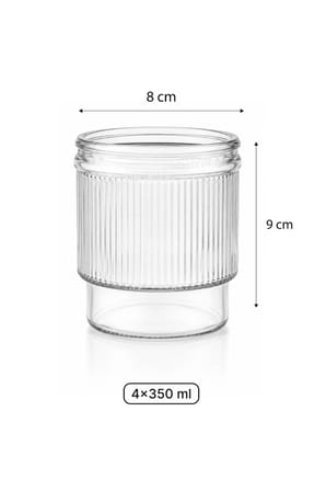 4'lü Pinterest Model Bardak 300 ML - Çizgili Kokteyl Limonata Su Bardağı