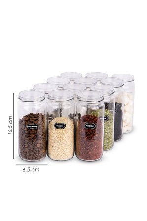 12'li Kristal Vakumlu Kapaklı 500 ml Boru Cam Kavanoz Jumbo  Baharatlık 85 Adet Etiket Hediyeli