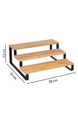 Metal Ayaklı Bambu Baharatlık Standı Tezgah Üstü Düzenleyici Stand