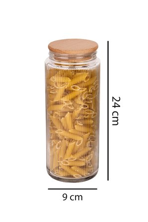 3 Adet Ahşap Vakumlu Kapaklı Cam Kavanoz ve Erzak Saklama Kabı 1500 ML