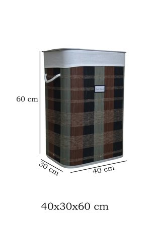60 Lt Bambu Dikdörtgen Çamaşır Sepeti – Desenli Doğal Astarlı Banyo Dekoratif Çamaşırlık 40x30x60cm