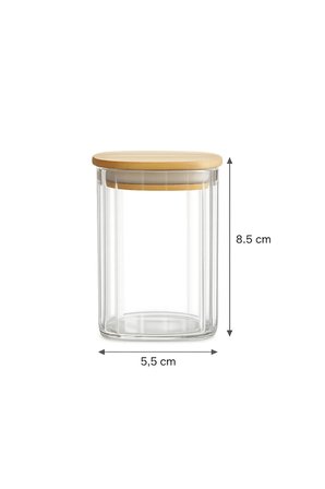 12'li Bambu Vakum Kapaklı Pinterest Tasarım Baharatlık Saklama Kabı - Borosilikat Cam Mini Kavanoz Seti 250 ml