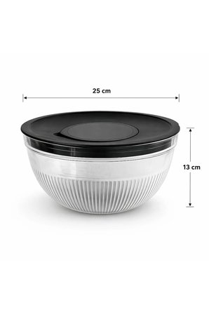 Rendeli Karıştırma Saklama Kabı - Çok Amaçlı Cam Kase - Mutfak Hazırlık Seti Salata Kasesi 4,5L
