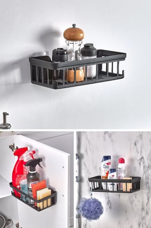 Yapışkanlı Şampuanlık - Banyo & Duş Düzenleyici Banyo Rafı - Sabunluk Organizer Antrasit