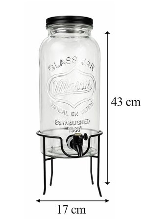 4 Lt Stantlı Cam Sebil - Musluklu Şerbetlik Metal Kapaklı Ayaklı Meşrubat Sunumluk