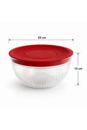 Rendeli Karıştırma Saklama Kabı - Çok Amaçlı Cam Kase - Mutfak Hazırlık Seti Salata Kasesi 4,5L