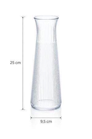 Dekoratif Cam Vazo - Modern Çizgili Şeffaf Çok Amaçlı Karaf 25 cm