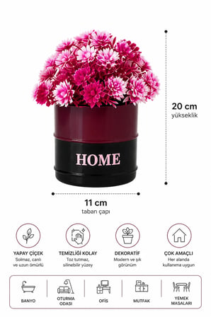 4'lü Fiora Dekoratif Yapay Çiçek Seti - Home Saksılı Balkon Salon Mutfak Ofis Dekor Çiçeği