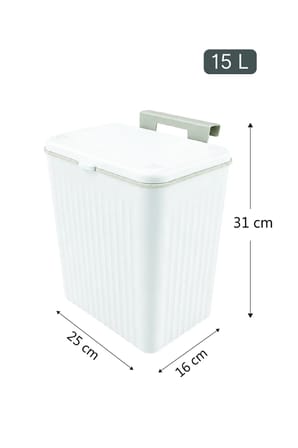 15 Litre Askılı Çöp Kovası Dolap Kapağına Asılabilir Tezgah Altı Mutfak Çöp Kutusu Beyaz