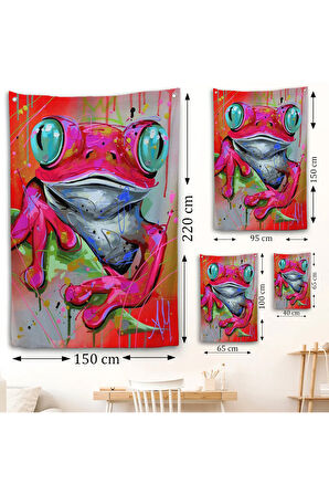 Sevimli Pembe Kurbağa Duvar Örtüsü-7838