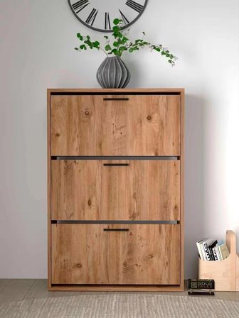 Reyo Falez Düşer Kapak Ayakkabılık 3 Bölmeli Ayakkabılık Çam