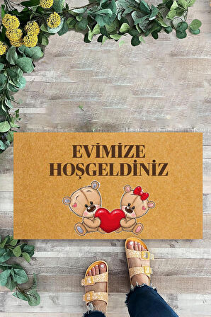 Evimize Hoşgeldiniz, Kapı Önü Paspası, Desenli Paspas, Dijital Baskı Paspas