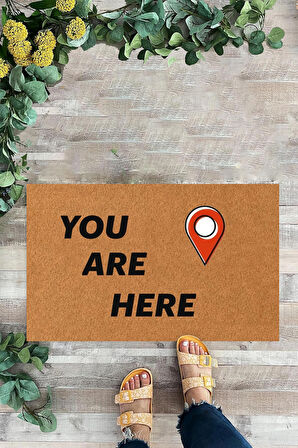 You Are Here, İç ve Dış Kapı Önü Paspası, Dijital Baskı Paspas, Dekoratif Paspas, Konum