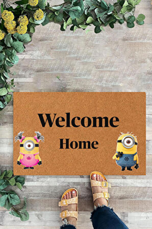 Welcome Home, Minnions, Minions Çizgi Film, İç ve Dış Kapı Önü Paspası, Dijital Baskı Paspas