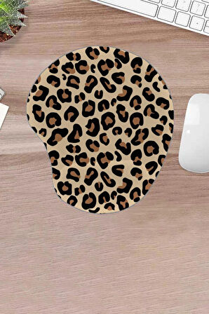 Damla, Leopar Desenli, Bilek Destekli, Konforlu Mouse Pad, Bilgisayar Aksesuarı