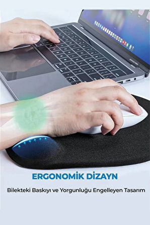 Damla, Kırmızı Küçük Kalpler, Bilek Destekli, Konforlu Mouse Pad, Bilgisayar Aksesuarı, Bilgisayar Faresi Pedi