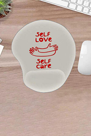 Damla, Self Care Self Love, Yazılı Mouse Pad, Bilek Destekli Konforlu Mouse Pad, Bilgisayar Laptop Aksesuarı 