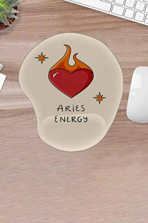 Damla, Aries, Koç Burcu Sembolü, Bilek Destekli, Konforlu Mousepad, Bilgisayar Laptop Aksesuarı, Oyuncular İçin Mousepad