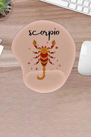 Damla, Scorpio, Akrep Burcu Sembolü, Bilek Destekli, Konforlu Mousepad, bİlgisayar faresi pedi, Laptop Aksesuarı, Oyuncular İçin