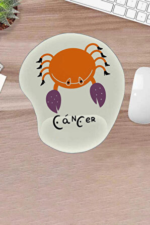 Damla, Yengeç burcu, cancer, Burç Sembolü, Bilek Destekli, Konforlu Mousepad, Bilgisayar- Laptop Aksesuarı, Oyuncular İçin