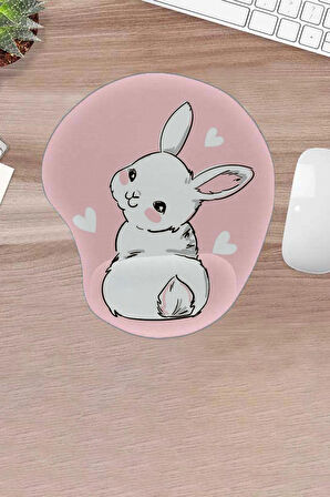 Damla, Tavşan, Komik Tavşan, bilek destekli konforlu mousepad, bilgisayar aksesuarı, pc oyuncuları için fare pedi